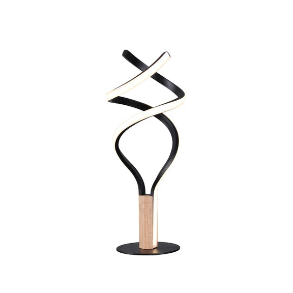Estelle LED Table Lamp 12W 3000K Matt Black & Wood - LL-LED-27
