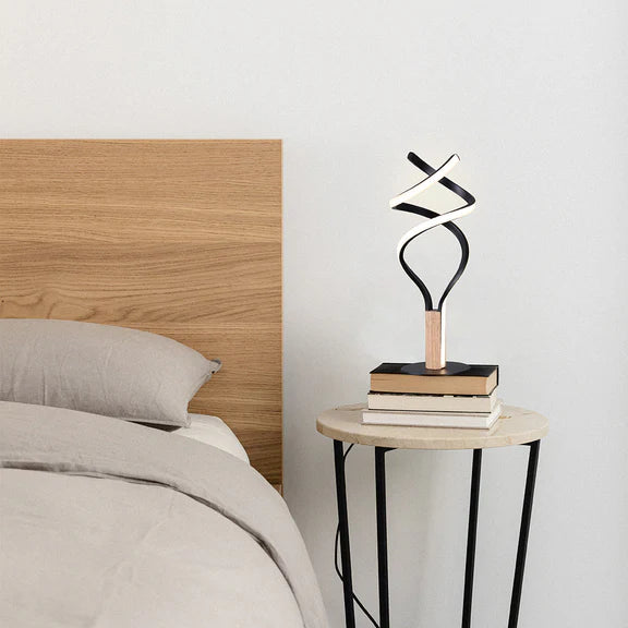 Estelle LED Table Lamp 12W 3000K Matt Black & Wood - LL-LED-27