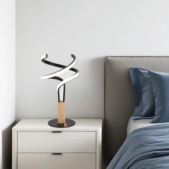 Estelle LED Table Lamp 12W 3000K Matt Black & Wood - LL-LED-27