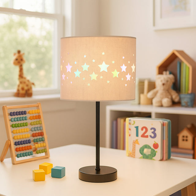 Kiki Rechargeable Star Pattern LED Table Lamp 3W Black & Linen - LL-LED-30S