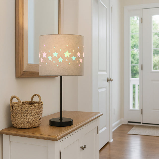Kiki Rechargeable Star Pattern LED Table Lamp 3W Black & Linen - LL-LED-30S