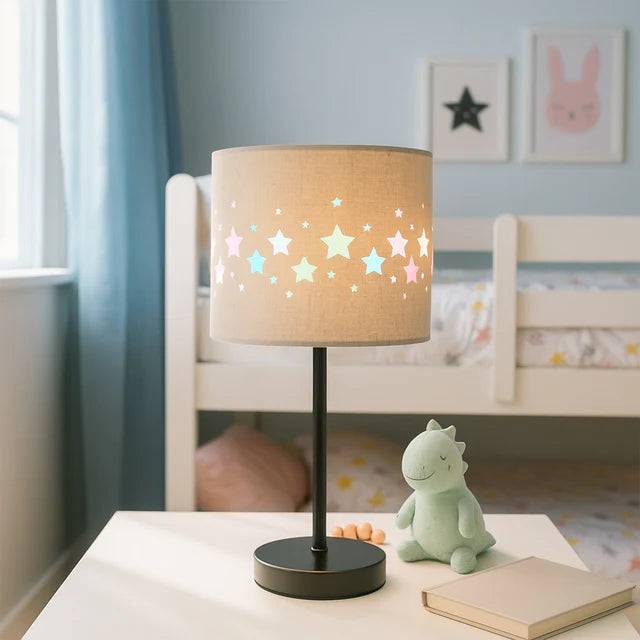 Kiki Rechargeable Star Pattern LED Table Lamp 3W Black & Linen - LL-LED-30S