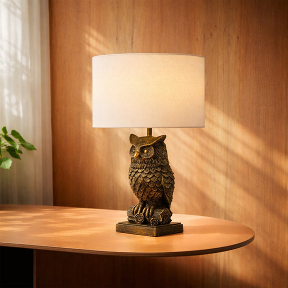 Owl Sculpture LED Table Lamp 2.5W 3000K Natural & Brushed Antique Brass - LL-LED-32