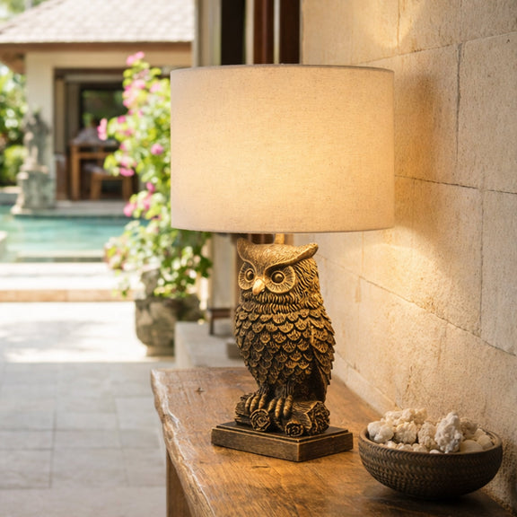 Owl Sculpture LED Table Lamp 2.5W 3000K Natural & Brushed Antique Brass - LL-LED-32