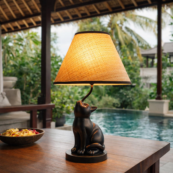 Upward Looking Cat LED Table Lamp 2.5W 3000K Natural & Brushed Black Copper - LL-LED-35