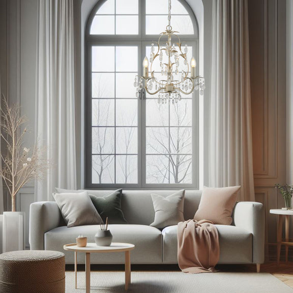 Stella 3 Lights Chandelier Ivory & Brushed Gold - LL002CH016S