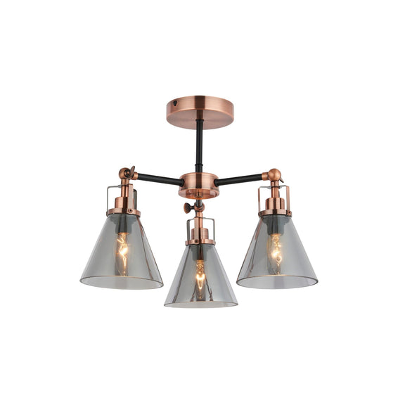 Conea Semi Flush Mount Light Antique Copper & Smoky - LL002CL127