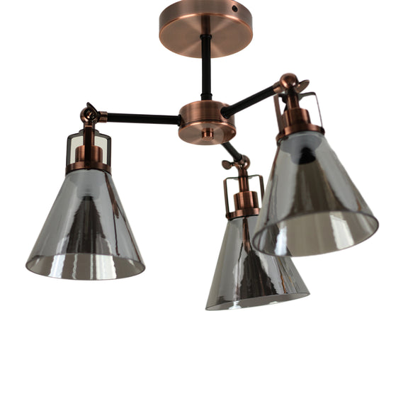 Conea Semi Flush Mount Light Antique Copper & Smoky - LL002CL127