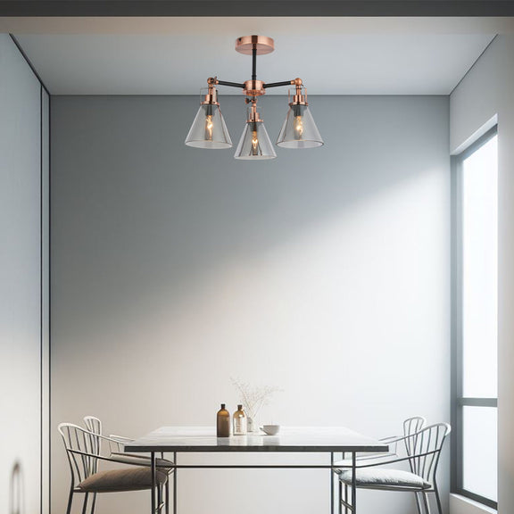 Conea Semi Flush Mount Light Antique Copper & Smoky - LL002CL127