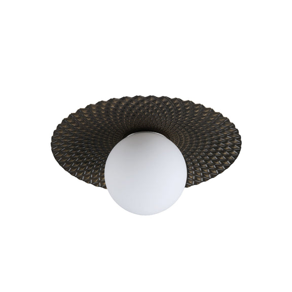Orbis Flush Mount Light Brushed Gold with Black & Opal - LL002CL128G