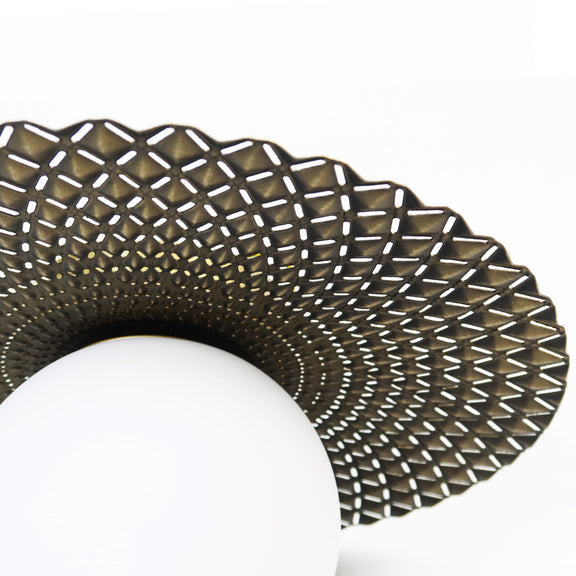 Orbis Flush Mount Light Brushed Gold with Black & Opal - LL002CL128G