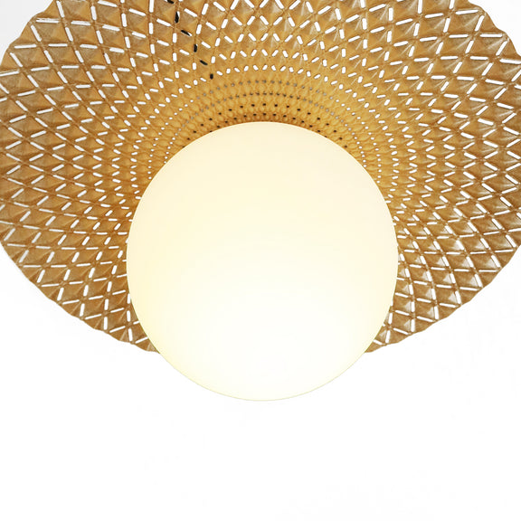 Orbis Flush Mount Light Brushed Yellow with Black & Opal - LL002CL128Y