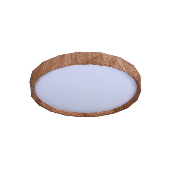 Irene Large LED Flush Mount Light 28W Tri Colour Wood & White - LL002CL132L