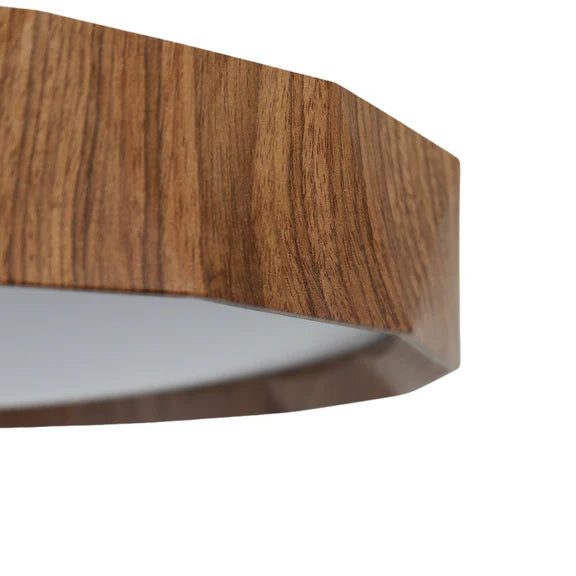 Irene Large LED Flush Mount Light 28W Tri Colour Wood & White - LL002CL132L