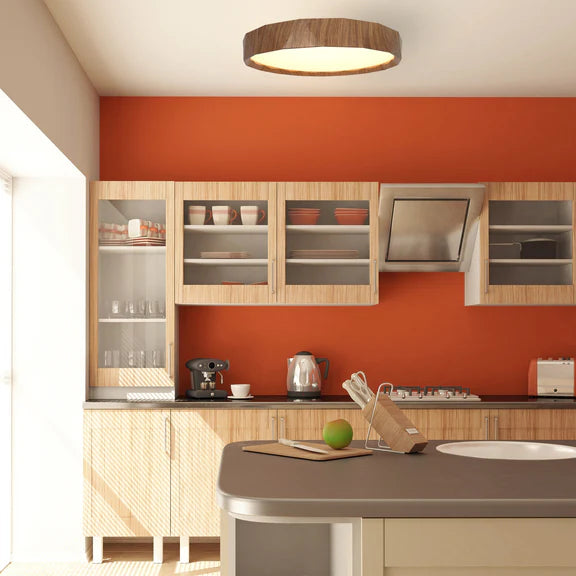 Irene Small LED Flush Mount Light 18W Tri Colour Wood & White - LL002CL132S