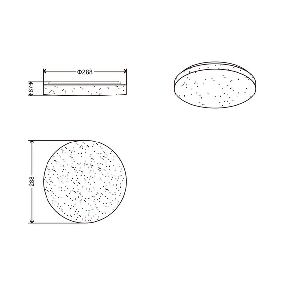Starry Glow Small LED Flush Mount Light 12W Tri Colour White - LL002CL135S