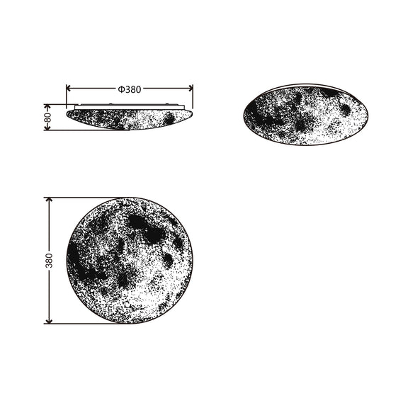 Luna Moon Small LED Flush Mount Light 24W Tri Colour White & Grey - LL002CL136S