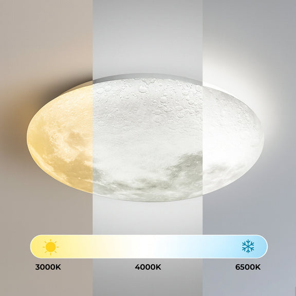 Luna Moon Small LED Flush Mount Light 24W Tri Colour White & Grey - LL002CL136S