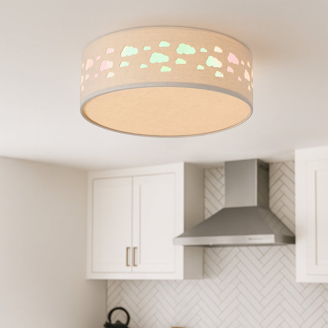 Kiki Cloud Pattern LED Flush Mount Light 15.5W White & Linen - LL002CL137C
