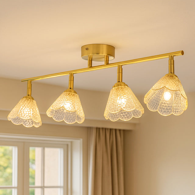Coraline Linear Semi Flush Mount Light Brass & Champagne - LL002CL138CH