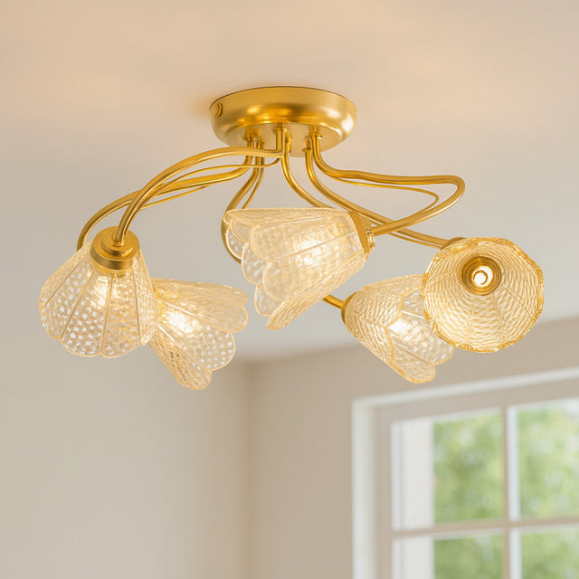 Coraline Semi Flush Mount Light Brass & Champagne - LL002CL139CH