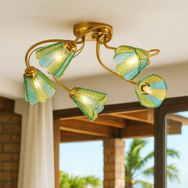 Coraline Semi Flush Mount Light Brass & Multicolor - LL002CL139MC