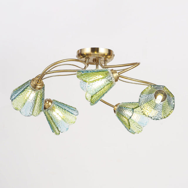Coraline Semi Flush Mount Light Brass & Multicolor - LL002CL139MC