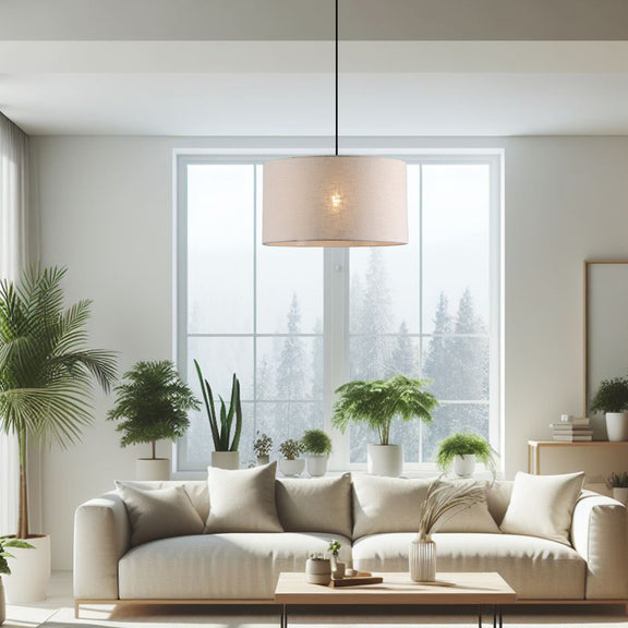 Linea Pendant Light Black & Linen - LL002PL138