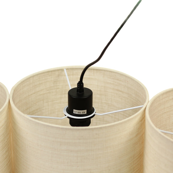 Linea 3 Lights Pendant Light Black & Linen - LL002PL139