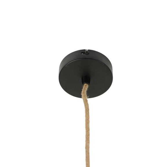 Vesselia Round Pendant Light Black & Linen - LL002PL140