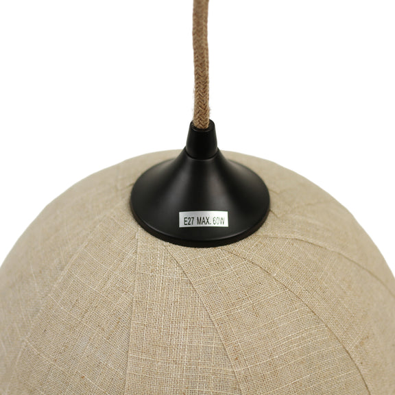 Vesselia Round Pendant Light Black & Linen - LL002PL140
