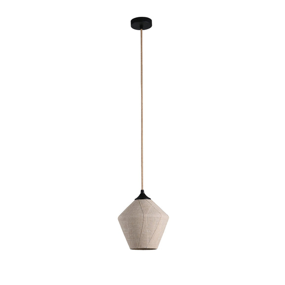 Vespera Diamond Pendant Light Black & Linen - LL002PL141