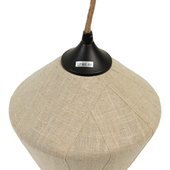 Vespera Diamond Pendant Light Black & Linen - LL002PL141