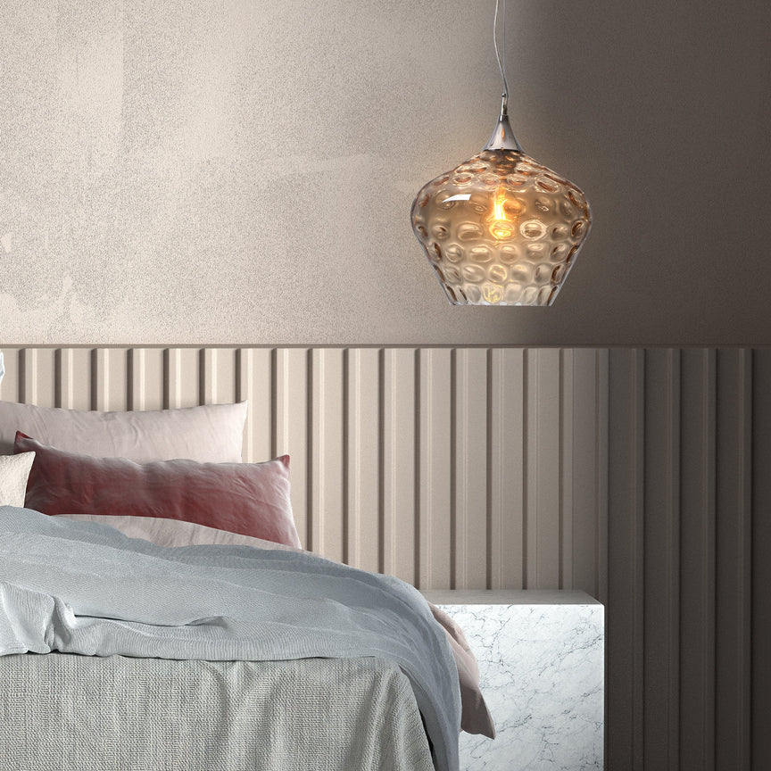 Zyla Pendant Light Amber & Chrome - LL002PL153AM