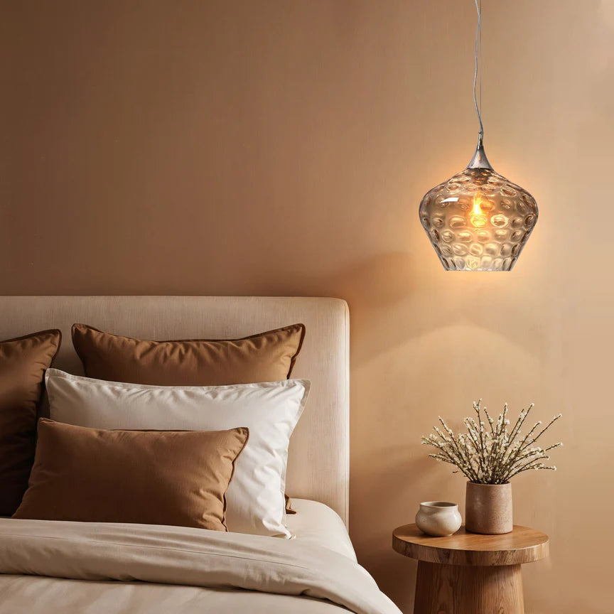 Zyla Pendant Light Amber & Chrome - LL002PL153AM