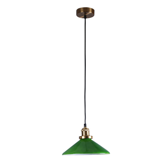 Gemma Pendant Light Green & Brass - LL002PL155G
