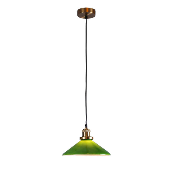 Gemma Pendant Light Green & Brass - LL002PL155G