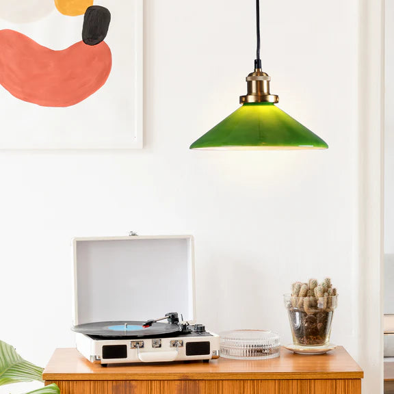 Gemma Pendant Light Green & Brass - LL002PL155G