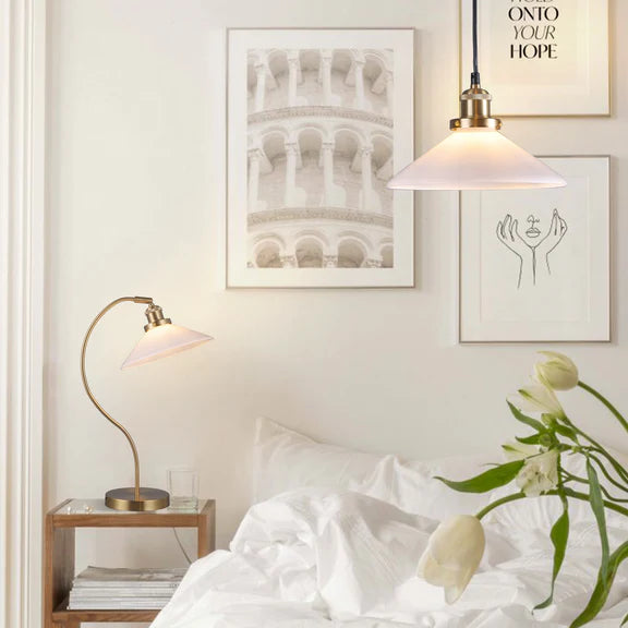 Gemma Pendant Light White & Brass - LL002PL155W