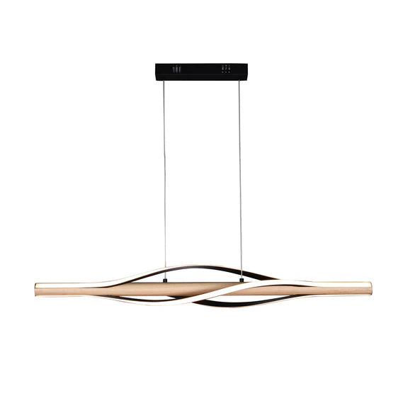 Bonnie LED Pendant Light 30W Tri Color Matt Black & Wood - LL002PL158
