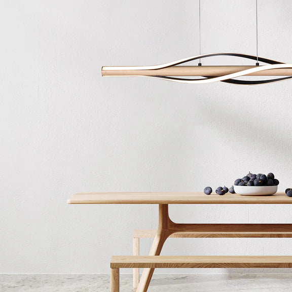 Bonnie LED Pendant Light 30W Tri Color Matt Black & Wood - LL002PL158