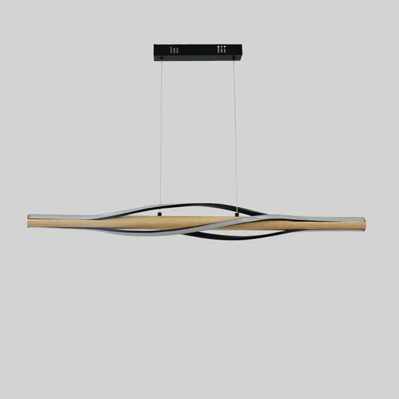 Bonnie LED Pendant Light 30W Tri Color Matt Black & Wood - LL002PL158