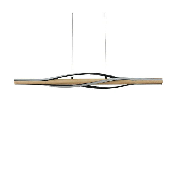 Bonnie LED Pendant Light 30W Tri Color Matt Black & Wood - LL002PL158