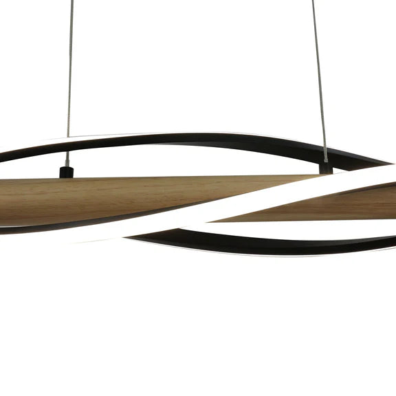 Bonnie LED Pendant Light 30W Tri Color Matt Black & Wood - LL002PL158