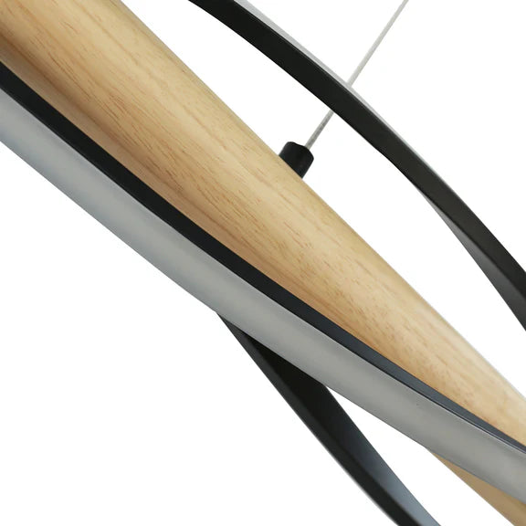 Bonnie LED Pendant Light 30W Tri Color Matt Black & Wood - LL002PL158