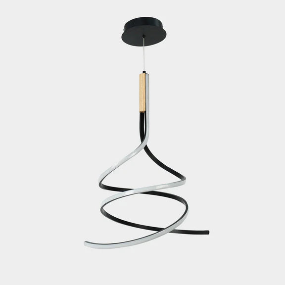 Estelle LED Pendant Light 30W Tri Color Matt Black & Wood - LL002PL162