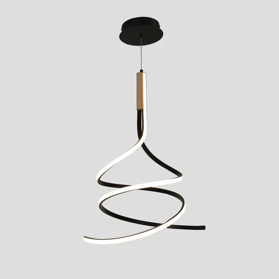 Estelle LED Pendant Light 30W Tri Color Matt Black & Wood - LL002PL162