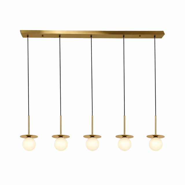 Ophelia 5 Light Pendant Light Brass & Opal - LL002PL170