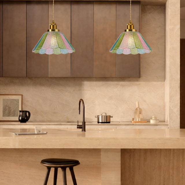 Sylvia Pendant Light Brass & Multicolour - LL002PL174MC