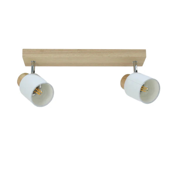 Daphne 2 Light Spot Light White & Timber - LL002SL011